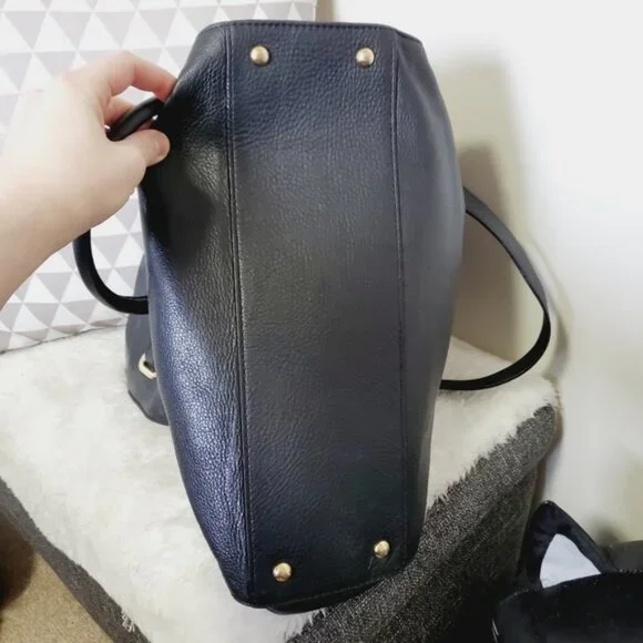 Michael Kors Satchel East West Hamilton Black Pebble Leather Bag Crossbody Strap - Picture 5 of 9